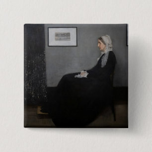 James Whistler - Portrait of the Artist's Mother 15 Cm Square Badge