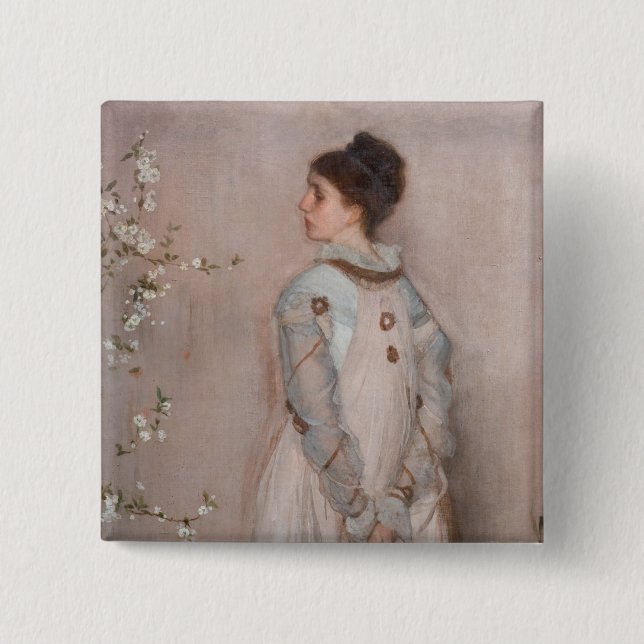 James Whistler - Symphony in Flesh Colour and Pink 15 Cm Square Badge (Front)