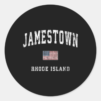 Jamestown Rhode Island Ri American Flag Sports Classic Round Sticker