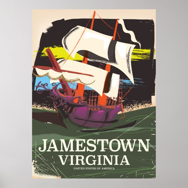 Jamestown, Virginia, vintage travel poster (Front)
