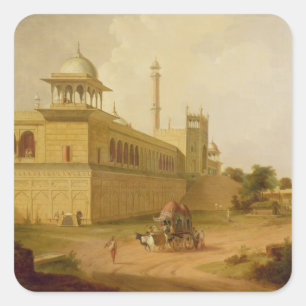 Jami Masjid, Delhi, 1811 (oil on canvas) Square Sticker