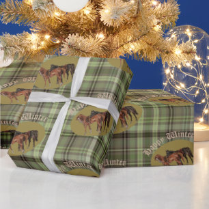 jamie and poppy green plaid wrapping paper