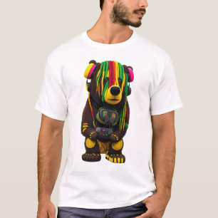 Jamming Jungle A Rasta Bear with Headphones T-Shirt