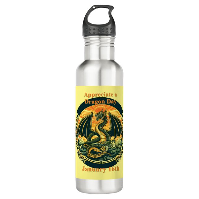 Jan 16th - Appreciate A Dragon Day 710 Ml Water Bottle (Front)