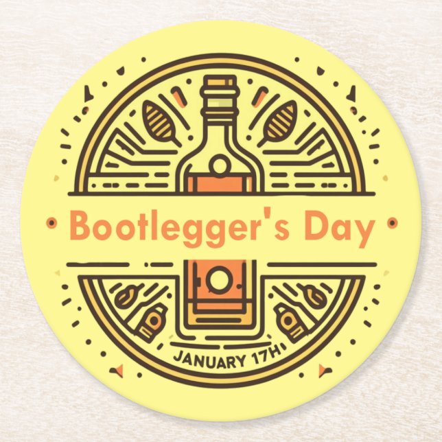 Jan 17th - Bootlegger's Day Round Paper Coaster (Front)