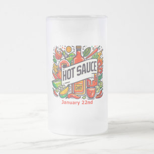Jan 22nd - Hot Sauce Day Frosted Glass Beer Mug