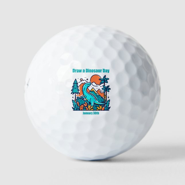 Jan 30th - Draw a Dinosaur Day Golf Balls (Front)
