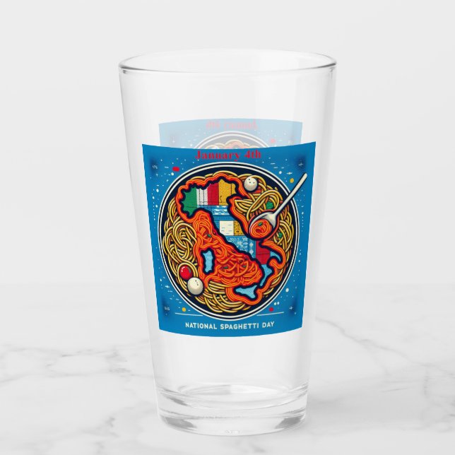 Jan 4th - National Spaghetti Day Glass (Front)