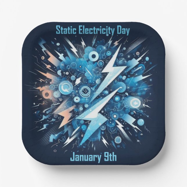 Jan 9th - Static Electricity Day Paper Plate (Front)