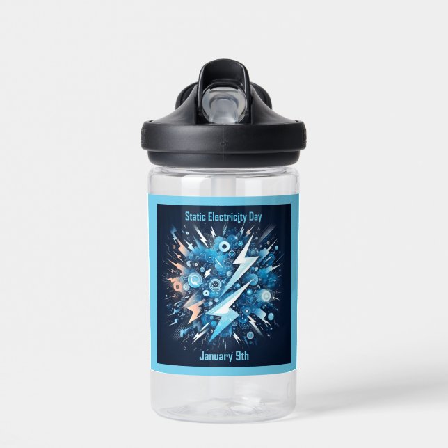 Jan 9th - Static Electricity Day Water Bottle (Front)
