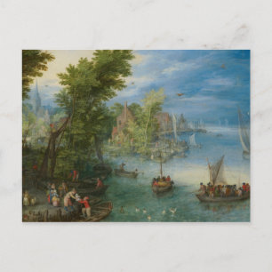 Jan Brueghel the Elder - River Landscape Postcard