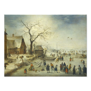 Jan Brueghel the Younger - Villagers on the ice Photo Print