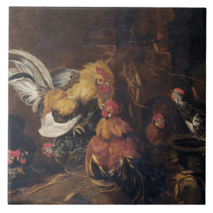 Jan Fyt  Cockfight Tile