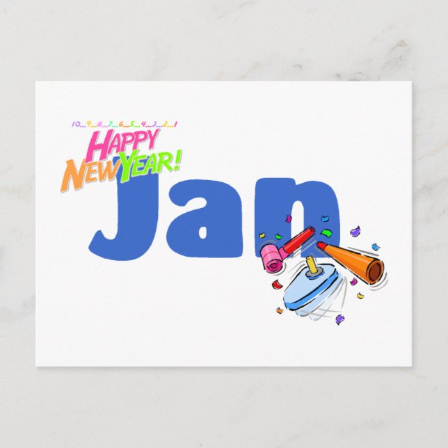 Jan (Happy New Year) Holiday Postcard (Front)