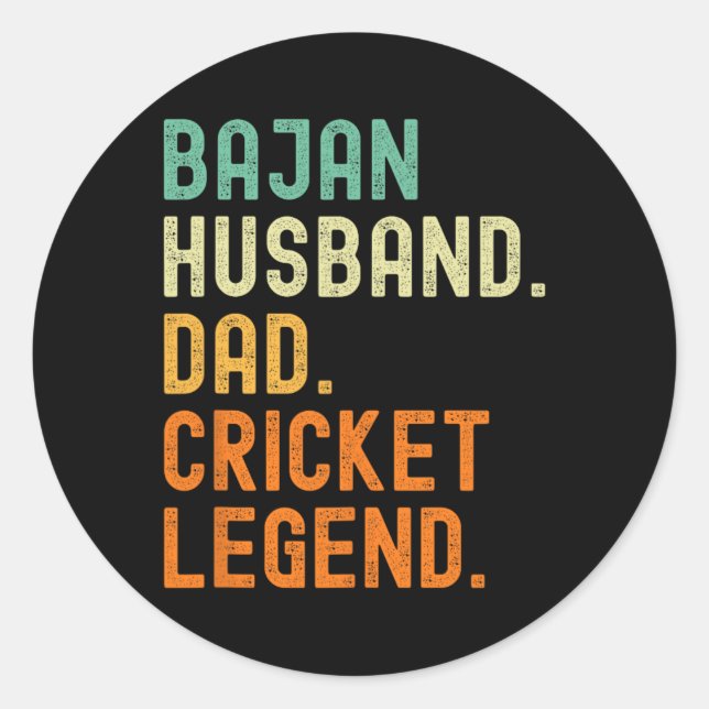 Jan Husnd Dad Cricket Legend Rdos  Classic Round Sticker (Front)