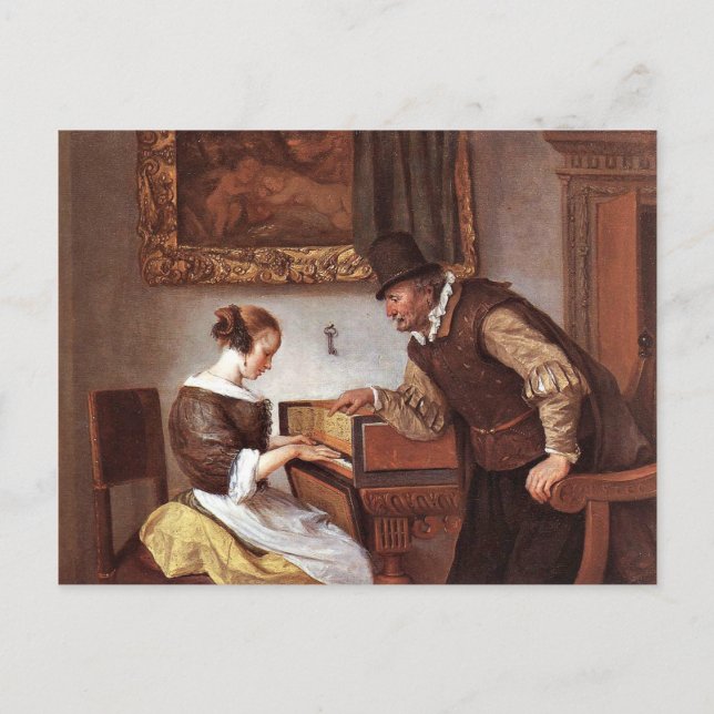 Jan Steen - The Harpsichord Lesson Postcard (Front)