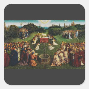Jan van Eyck Adoration of the Mystic Lamb Art Square Sticker