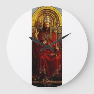 Jan van Eyck God the Father on Throne Fine Art Large Clock