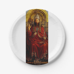 Jan van Eyck God the Father on Throne Fine Art Paper Plate