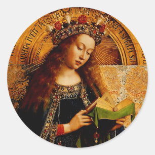 Jan van Eyck - Virgin Mary Fine Art Collection Classic Round Sticker