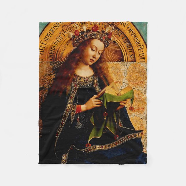 Jan van Eyck - Virgin Mary Fine Art Collection Fleece Blanket (Front)