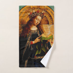 Jan van Eyck - Virgin Mary Fine Art Collection Hand Towel