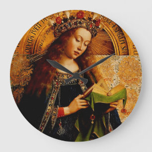 Jan van Eyck - Virgin Mary Fine Art Collection Large Clock