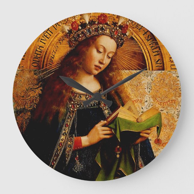 Jan van Eyck - Virgin Mary Fine Art Collection Large Clock (Front)