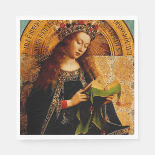 Jan van Eyck - Virgin Mary Fine Art Collection Napkin