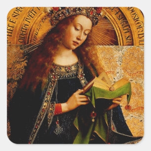 Jan van Eyck - Virgin Mary Fine Art Collection Square Sticker