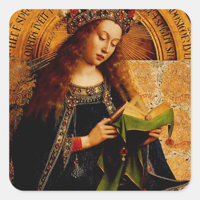 Jan van Eyck - Virgin Mary Fine Art Collection Square Sticker (Front)