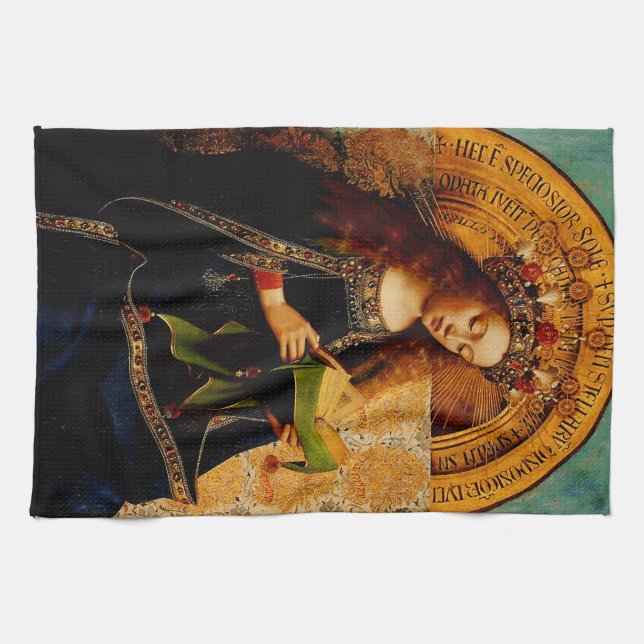 Jan van Eyck - Virgin Mary Fine Art Collection Tea Towel (Horizontal)