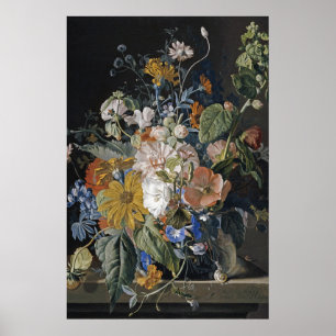 Jan Van Huysum - Poppies, Hollyhock, Morning Glory Poster