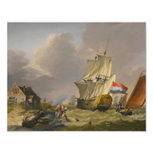 Jan van Os - Shipping In A Storm Off The Coast Photo Print