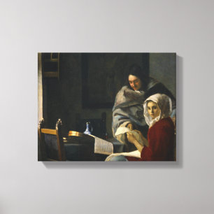 Jan Vermeer - Girl Interrupted at Her Music Canvas Print