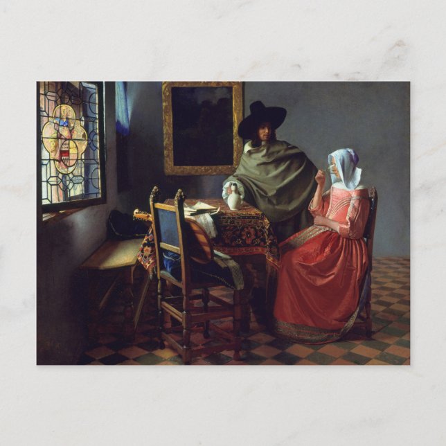 Jan Vermeer, The Wine Glass Postcard (Front)