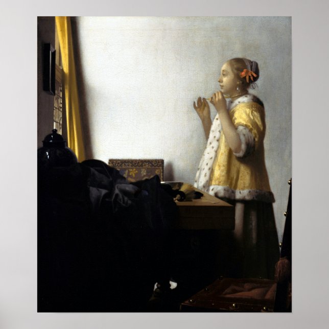 Jan Vermeer van Delft Young Woman with a Pearl Poster (Front)