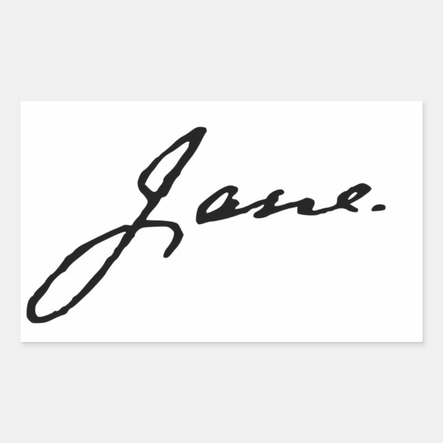 Jane as in Jane Austen, signature Rectangular Sticker (Front)
