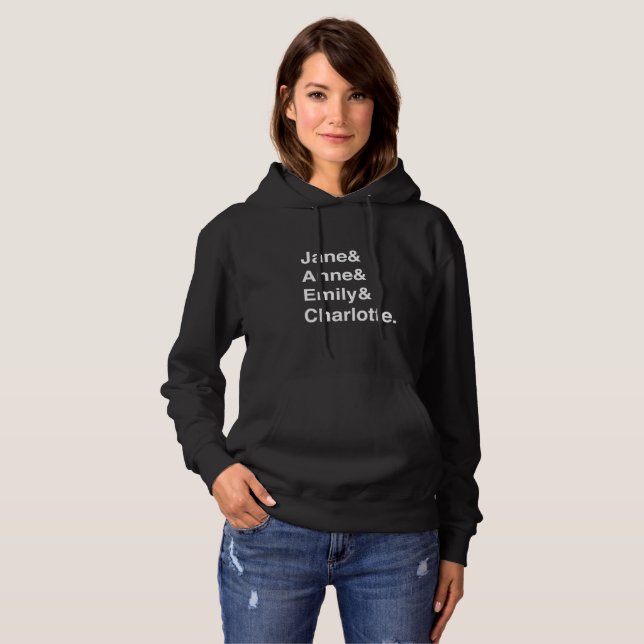 Jane Austen and the Brontes dark hoodie (Front Full)
