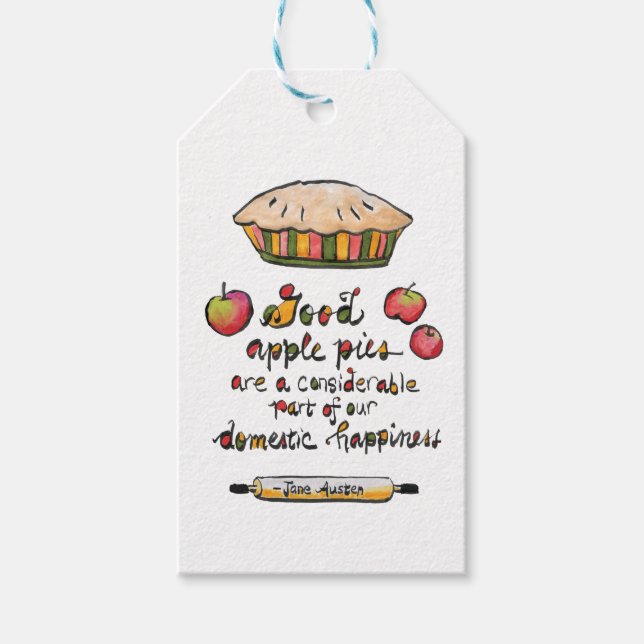 Jane Austen Apple Pie Baking Quote Gift Tags (Front)
