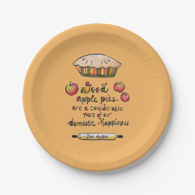 Jane Austen Apple Pie Quote Gratitude Paper Plate (Front)
