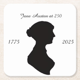 Jane Austen at 250 Square Paper Coaster