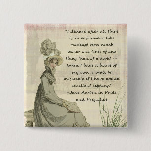 Jane Austen Book Lovers 15 Cm Square Badge