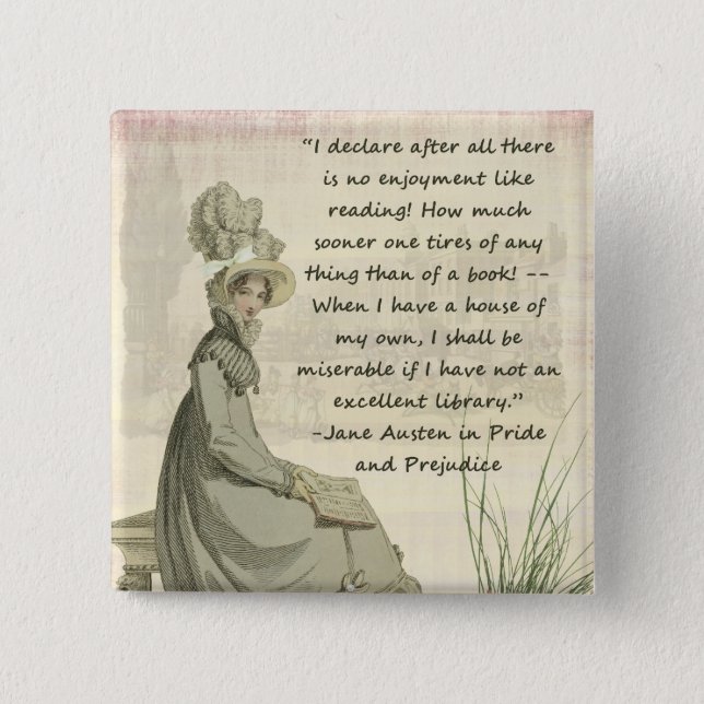 Jane Austen Book Lovers 15 Cm Square Badge (Front)
