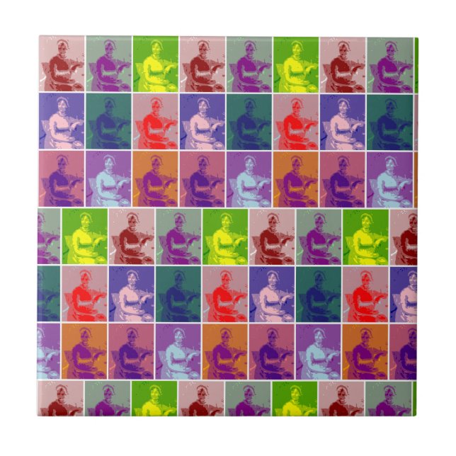 Jane Austen Colourful Pop Art  Tile (Front)