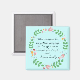Jane Austen Confidence Quote in Tulip Wreath Magnet