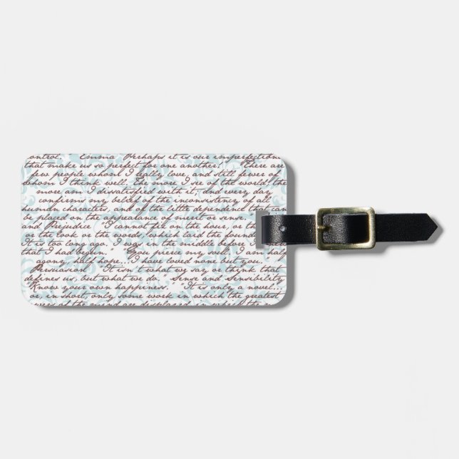 Jane Austen Damask Luggage Tag (Front Horizontal)