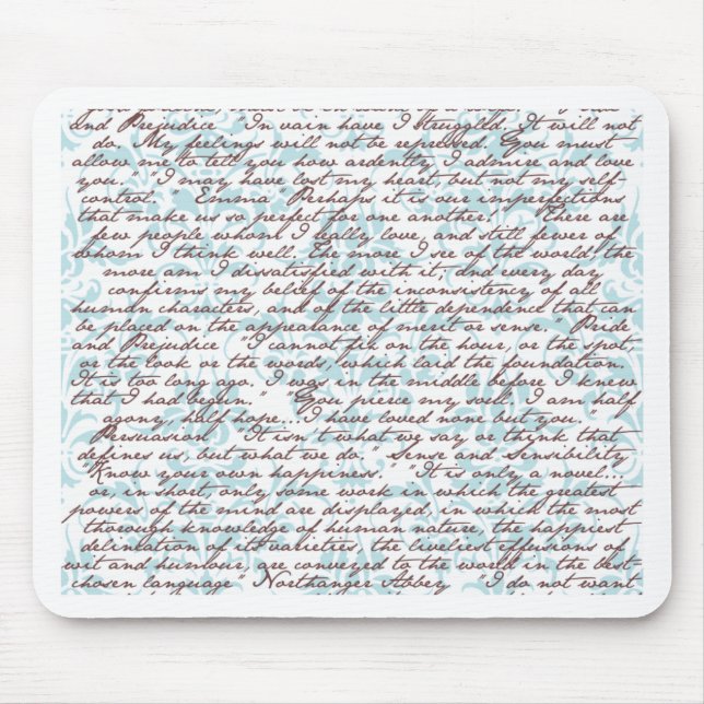 Jane Austen Damask Mouse Mat (Front)