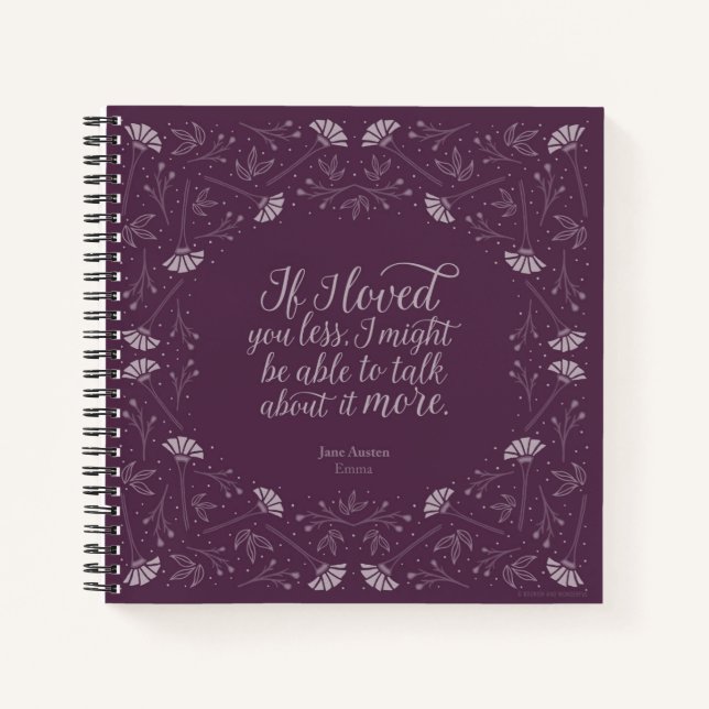 Jane Austen Emma Book Purple Floral Love Quote (Front)
