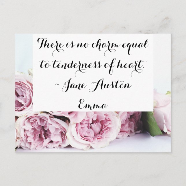 Jane Austen Emma Book Quote Pink Rose Floral Postcard (Front)